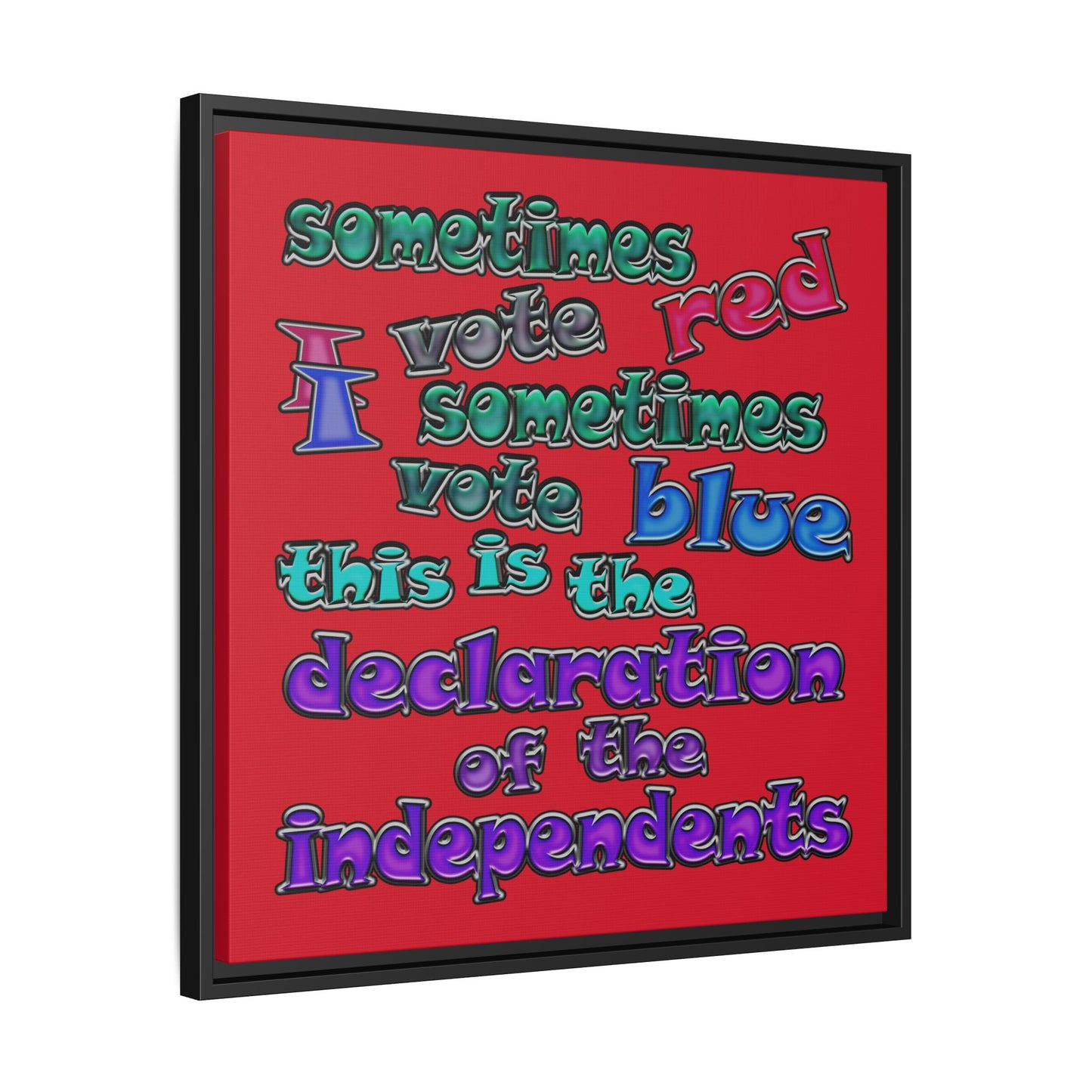 declaration of the independents - framed canvas art (dark red)