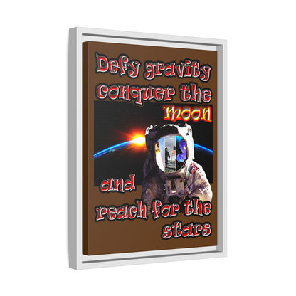 defy conquer reach - framed canvas art (brown)