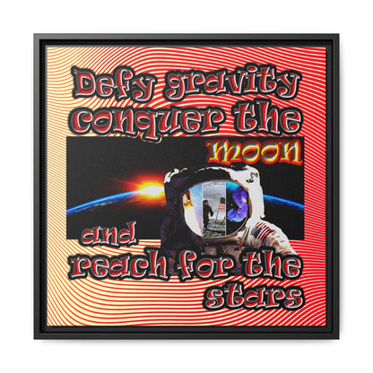 defy conquer reach - framed canvas art (yellow-orange wave)