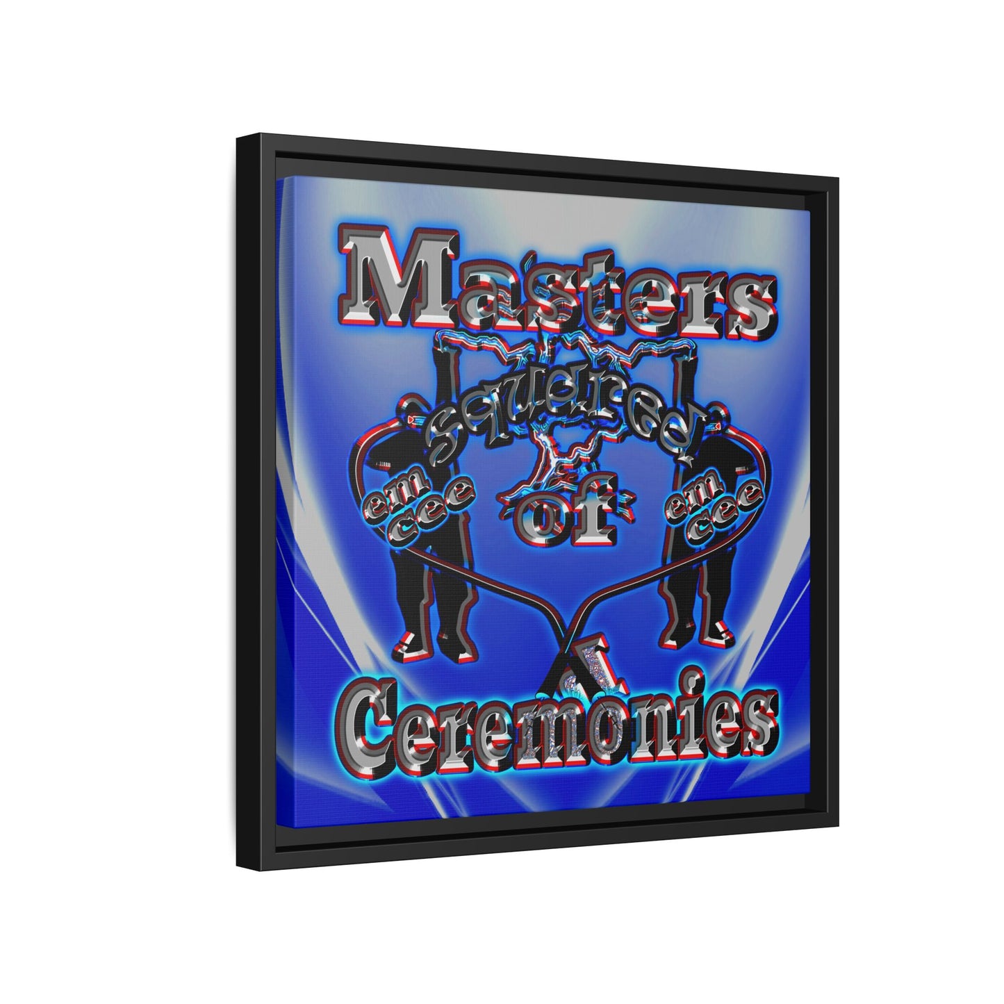 em cee squared - framed canvas art (blue-white wave)
