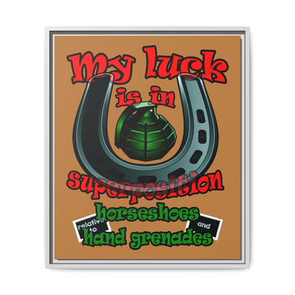 my luck - framed canvas art (light brown)