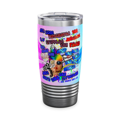 drop the beat - Ringneck Tumbler, 20oz  (light blue-pink wave)