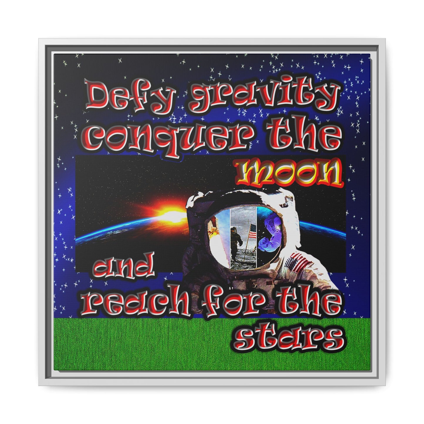 defy conquer reach - framed canvas art ('snoops' background)