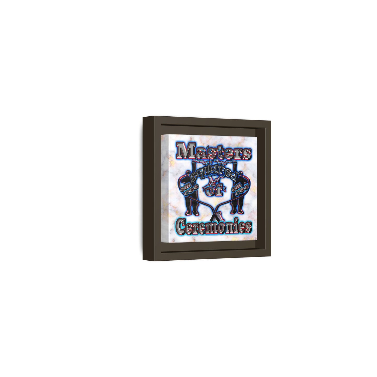 em cee squared - framed canvas art (white marble)