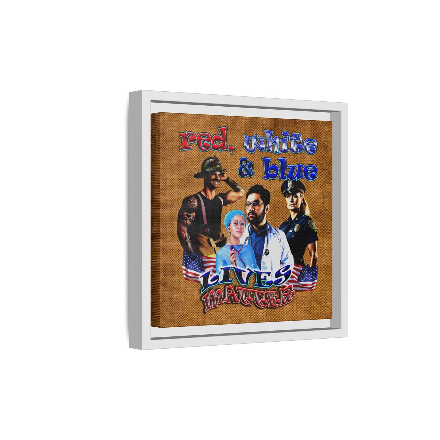 rw&b lives matter - framed canvas art (brown papyrus)
