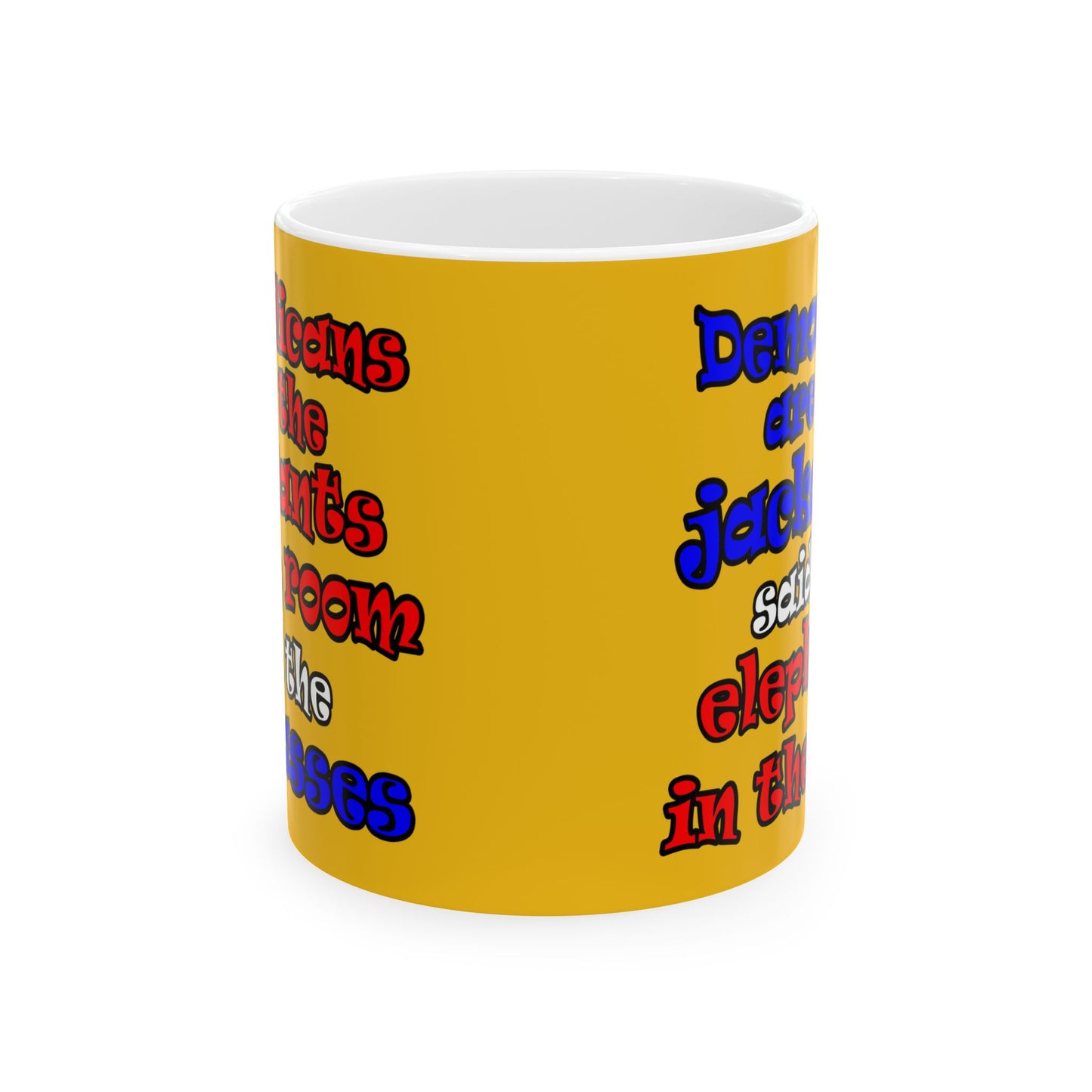 donkeys and elephants - White Mug (yellow)
