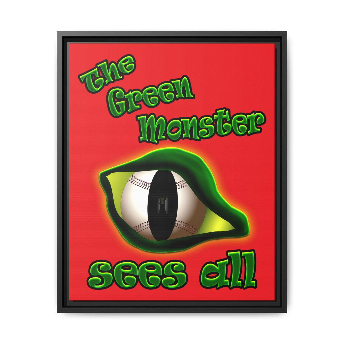 green monster - framed canvas art (red)