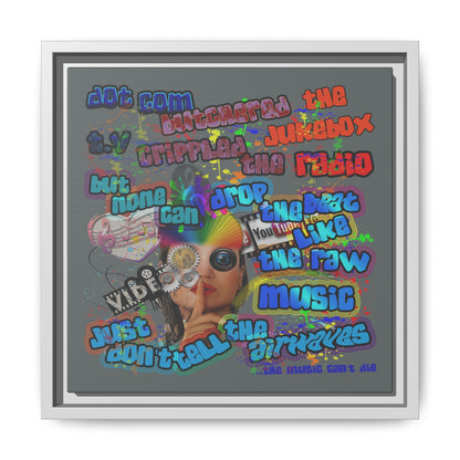 drop the beat - framed canvas art (dark grey)