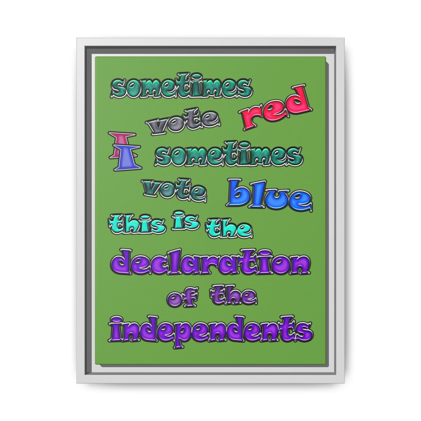 declaration of the independents - framed canvas art (green)