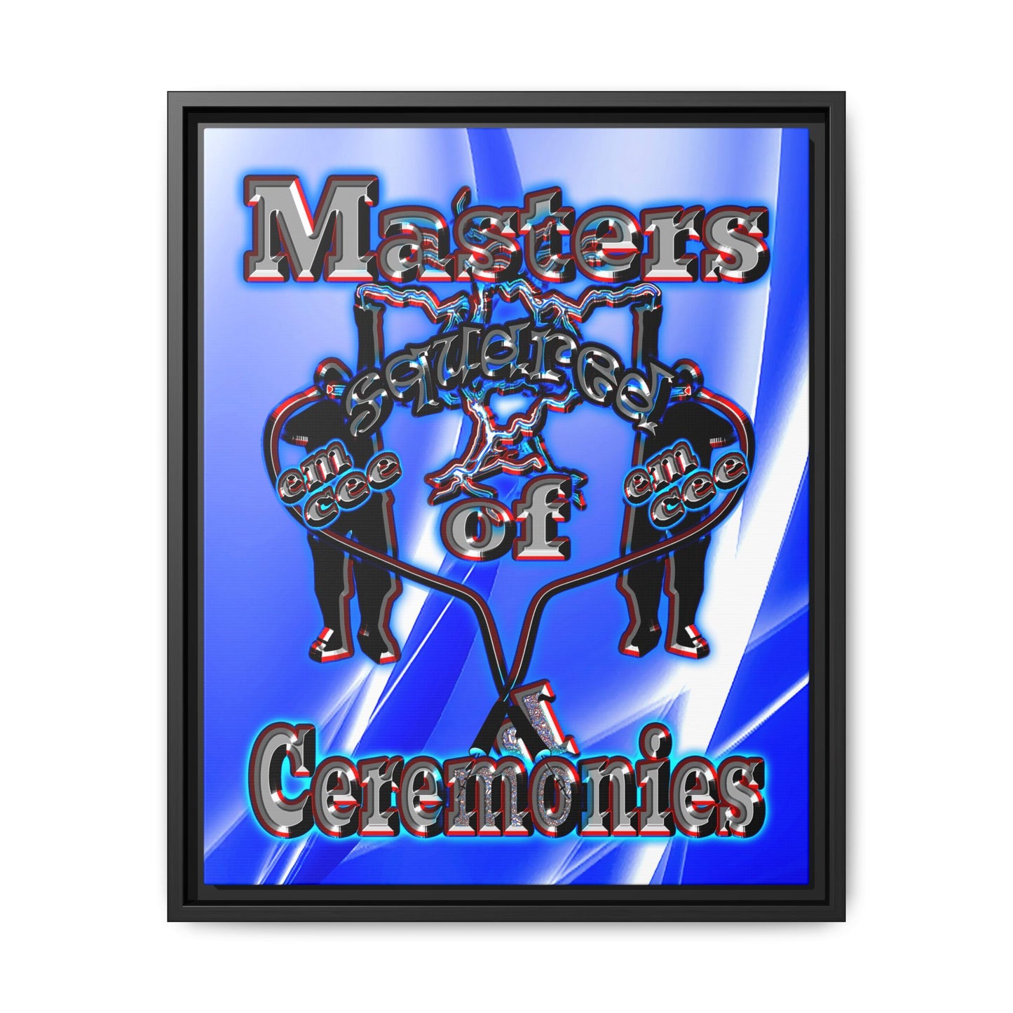 em cee squared - framed canvas art (blue-white wave)
