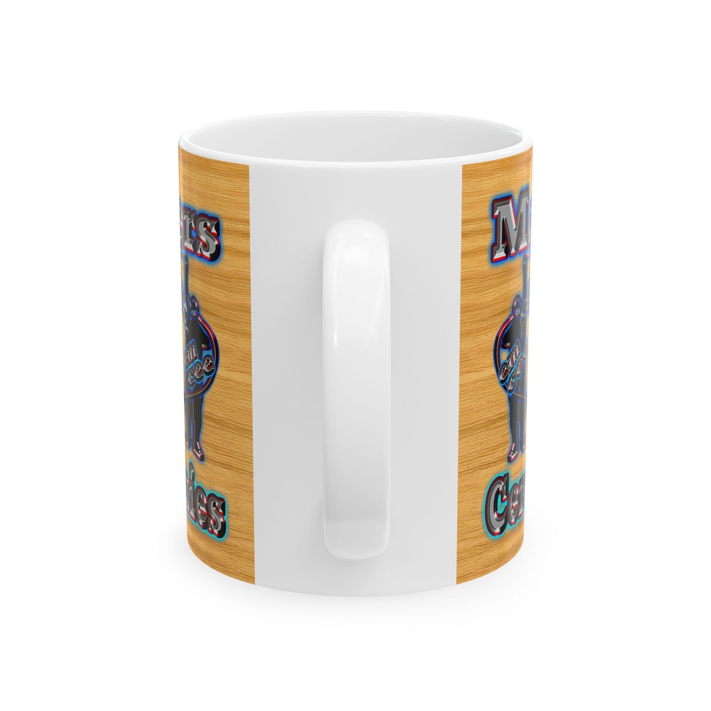 em cee squared - White Mug (butterscotch wood finish)
