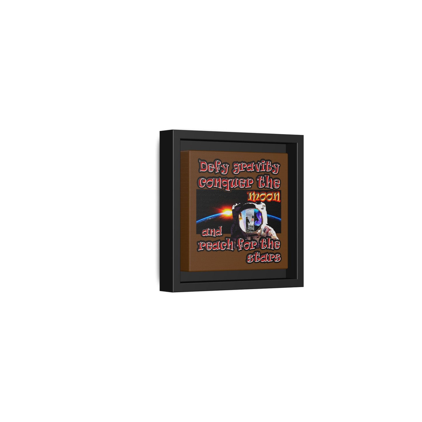 defy conquer reach - framed canvas art (brown)