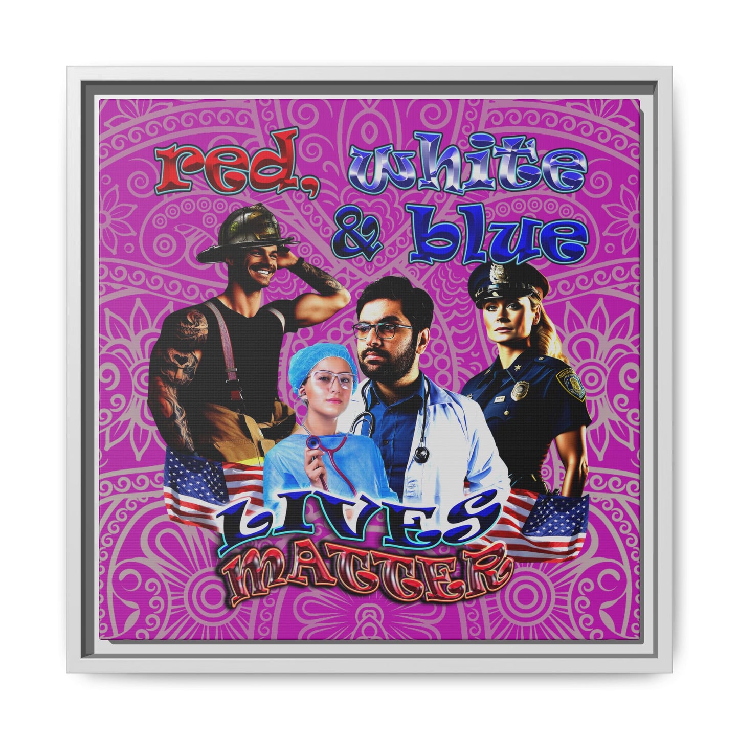 rw&b lives matter - framed canvas art (pink swirl)