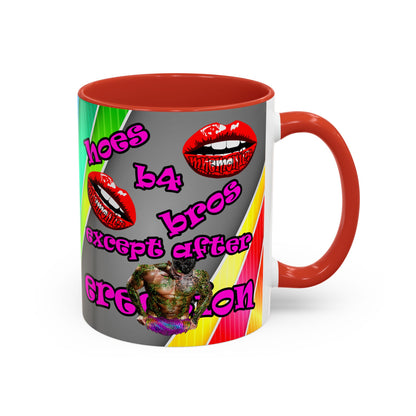 hoes b4 bros - Accent Mug (rainbow split)
