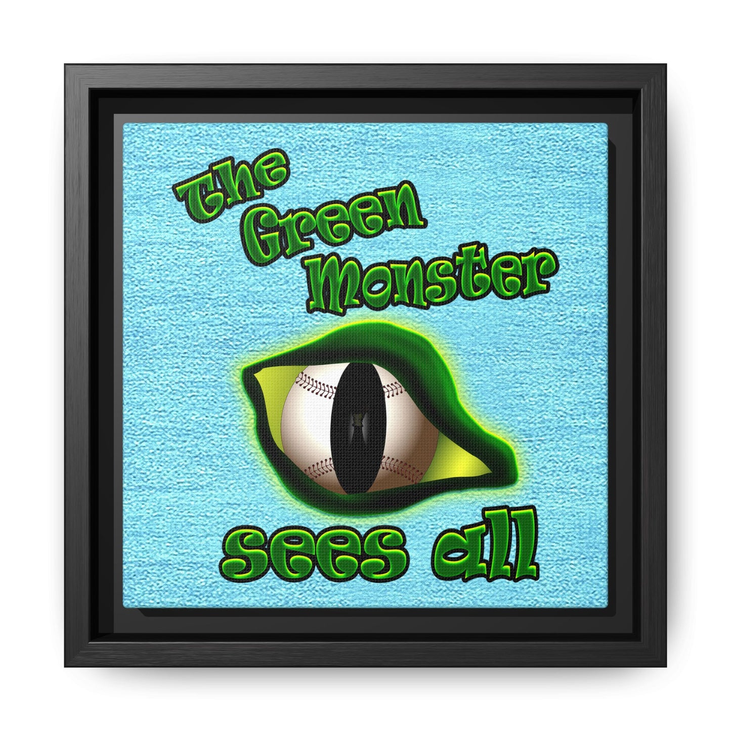 green monster - framed canvas art (faded blue)