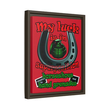 my luck - framed canvas art (dark red)