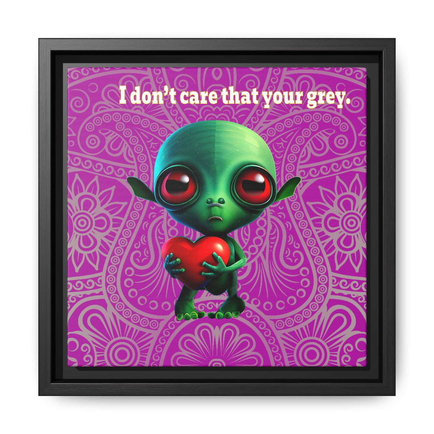 I don't care that your grey - framed canvas art (pink swirl)