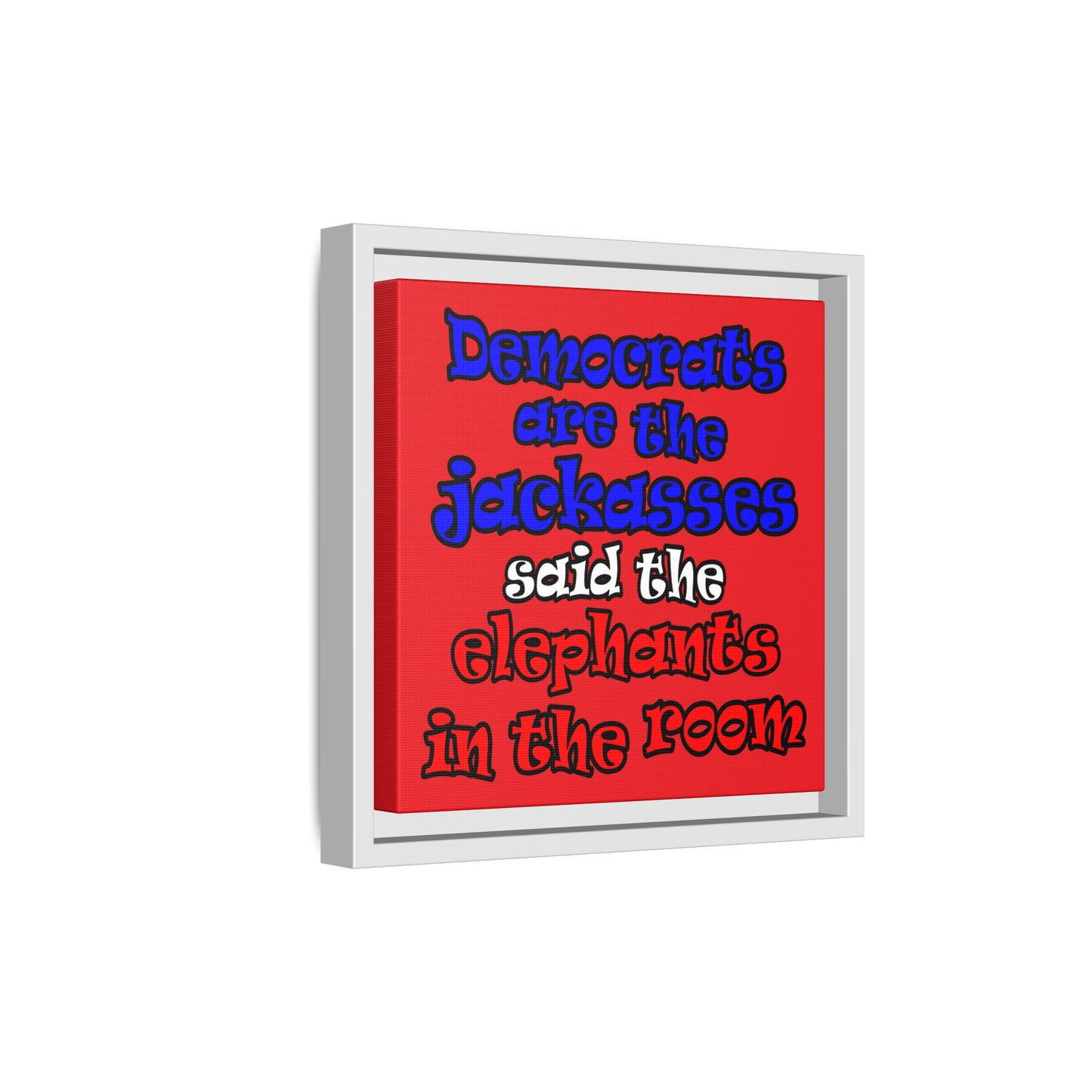donkeys and elephants - framed canvas art (red)
