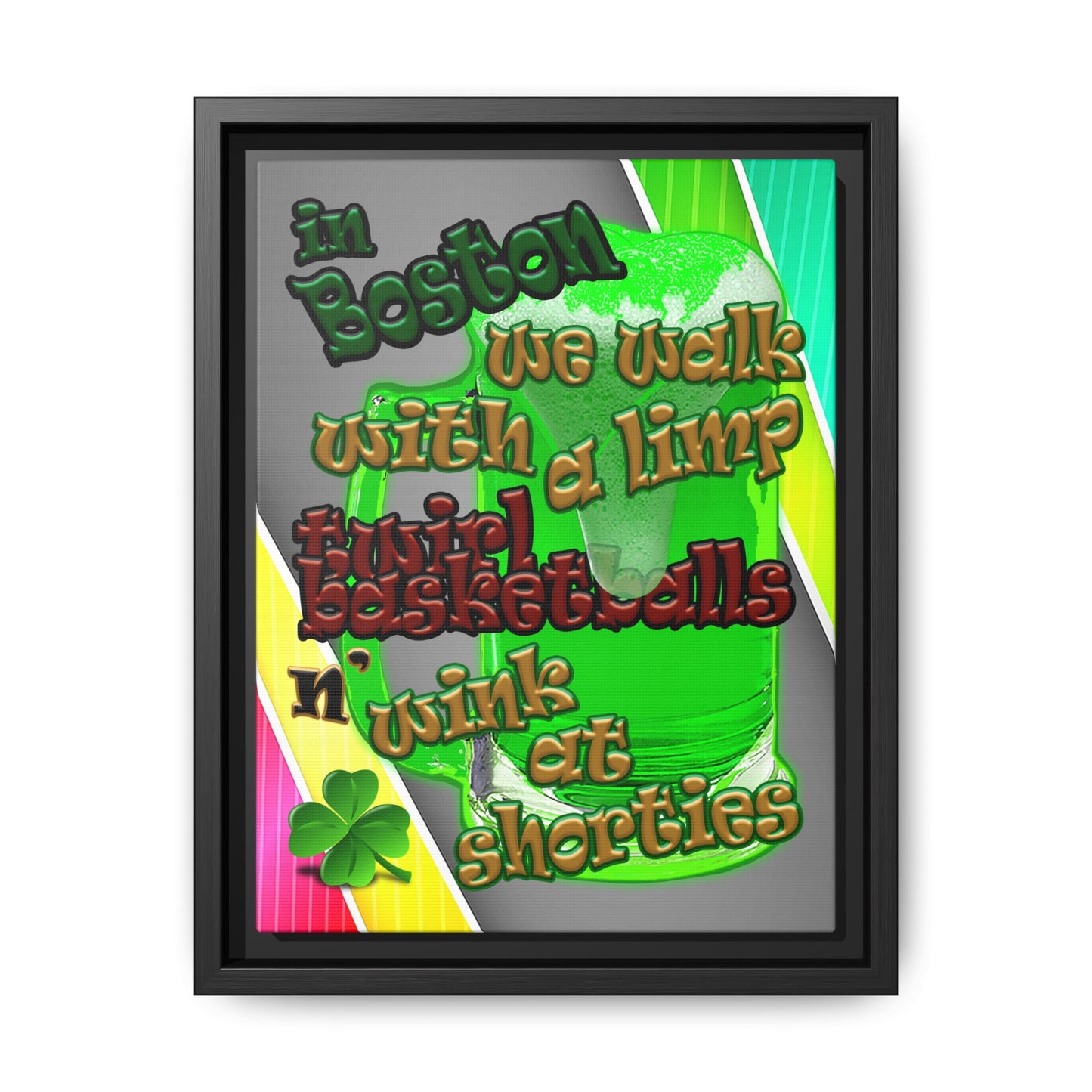 celtics logo - framed canvas art (rainbow split)