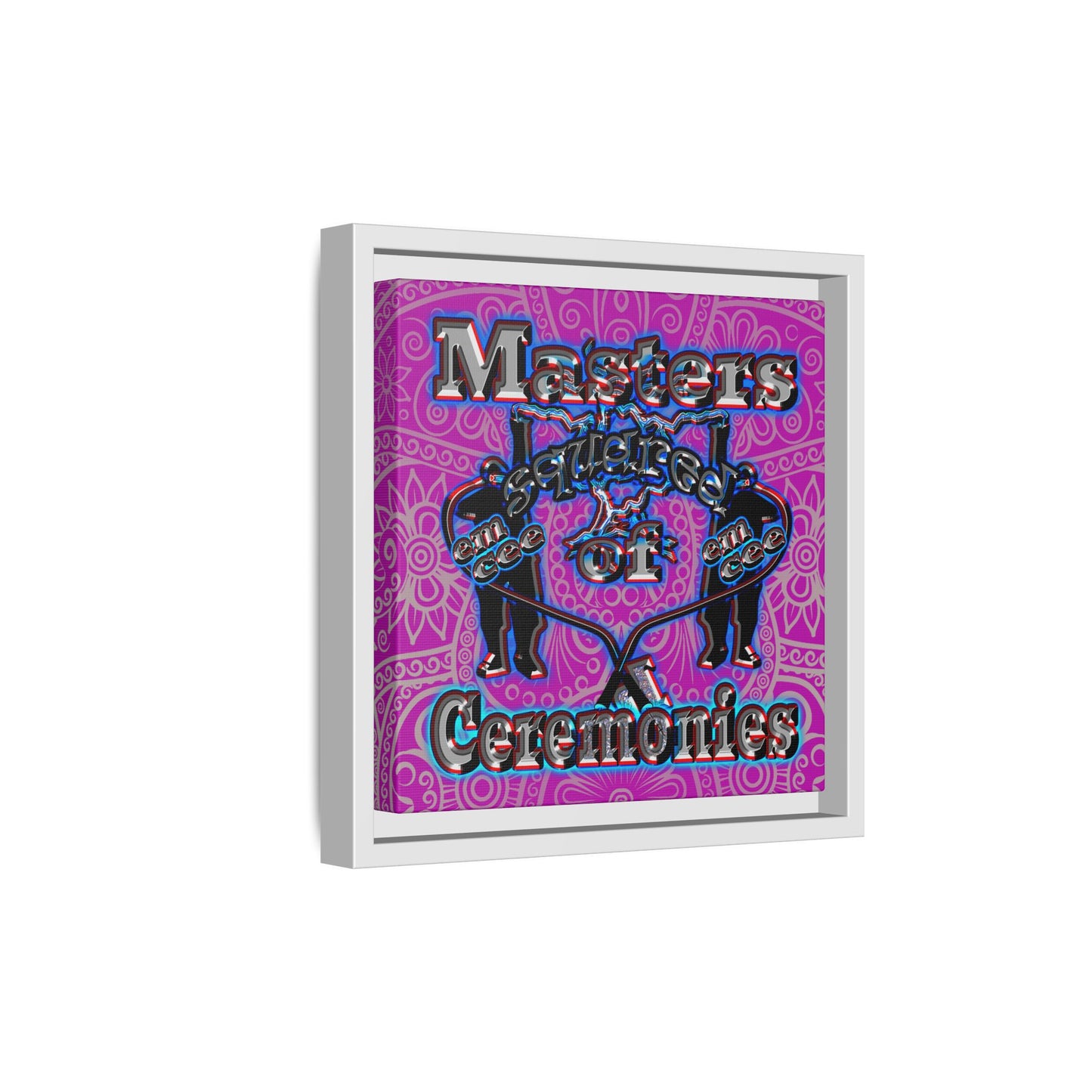 em cee squared - framed canvas art (pink swirl)