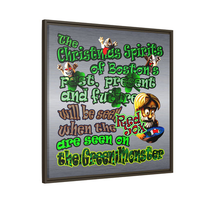 christmas spirits of boston - framed canvas art (brushed nickel)