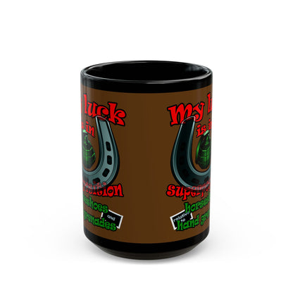 my luck - Black Mug (brown)