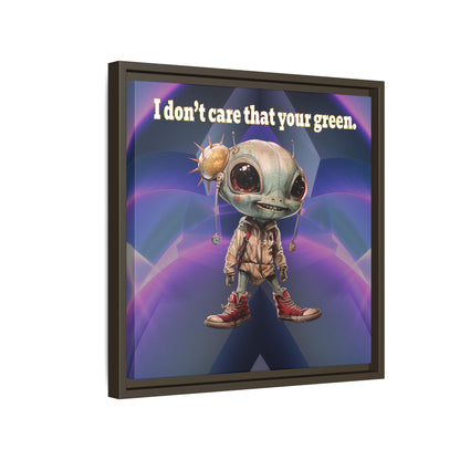 I don't care that your green - framed canvas art (grey-pink wave)