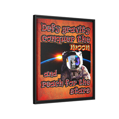 defy conquer reach - framed canvas art (burnt orange)