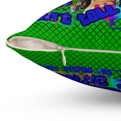 drop the beat - Spun Polyester Square Pillow - (logo green)