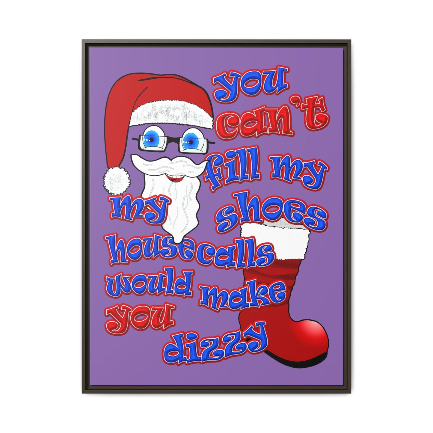 santa's shoes - framed canvas art (light purple)
