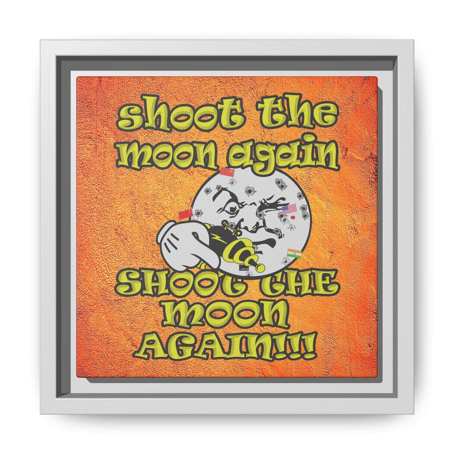 shoot the moon again - framed canvas art (burnt orange)