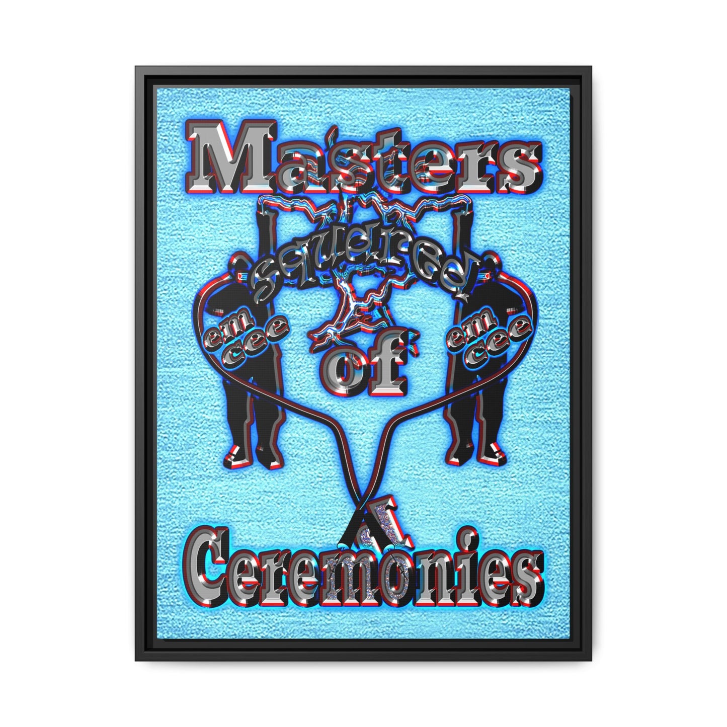 em cee squared - framed canvas art (faded blue)