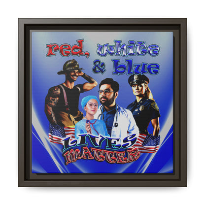 rw&b lives matter - framed canvas art (blue-white wave)