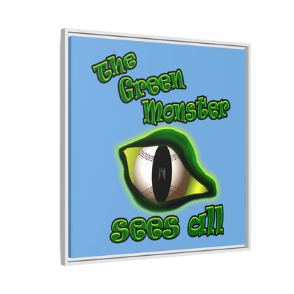 green monster - framed canvas art (light blue)