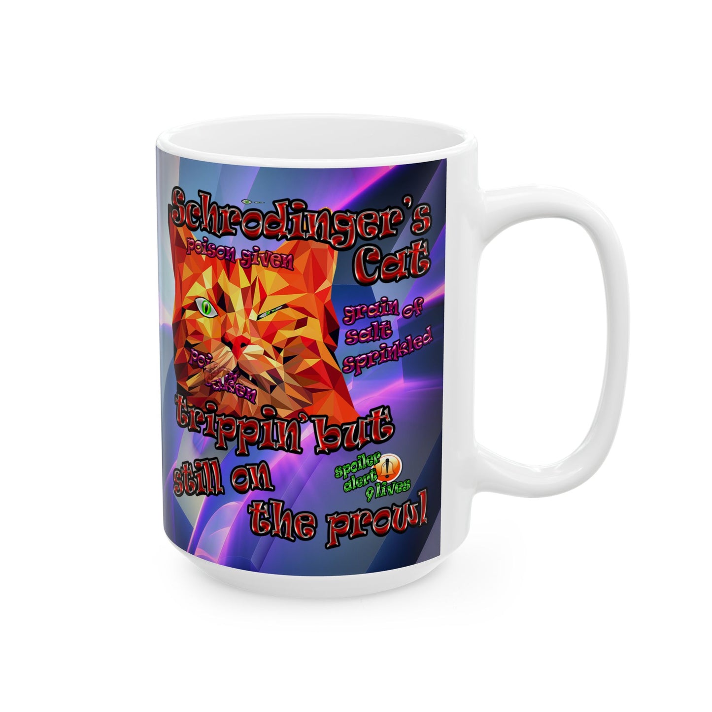 schrodinger's cat - White Mug (grey-pink wave)