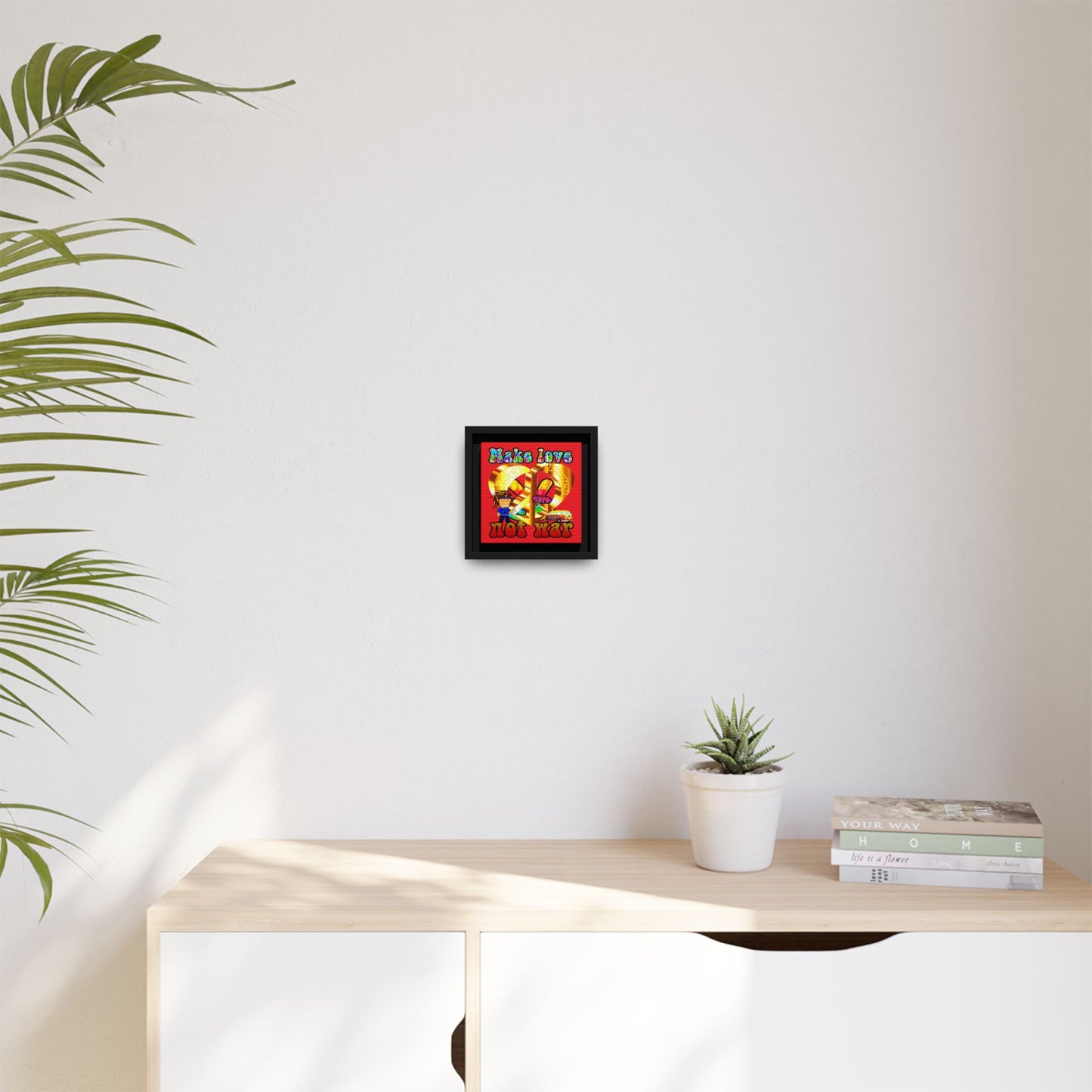 love peace - framed canvas art (red)