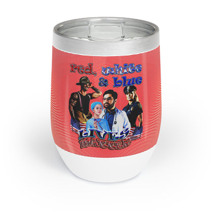 rw&b lives matter - Chill Wine Tumbler (yellow-orange wave)