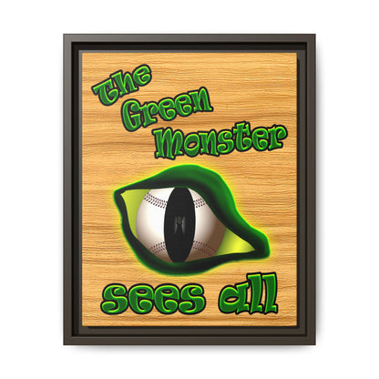 green monster - framed canvas art (butterscotch wood finish)