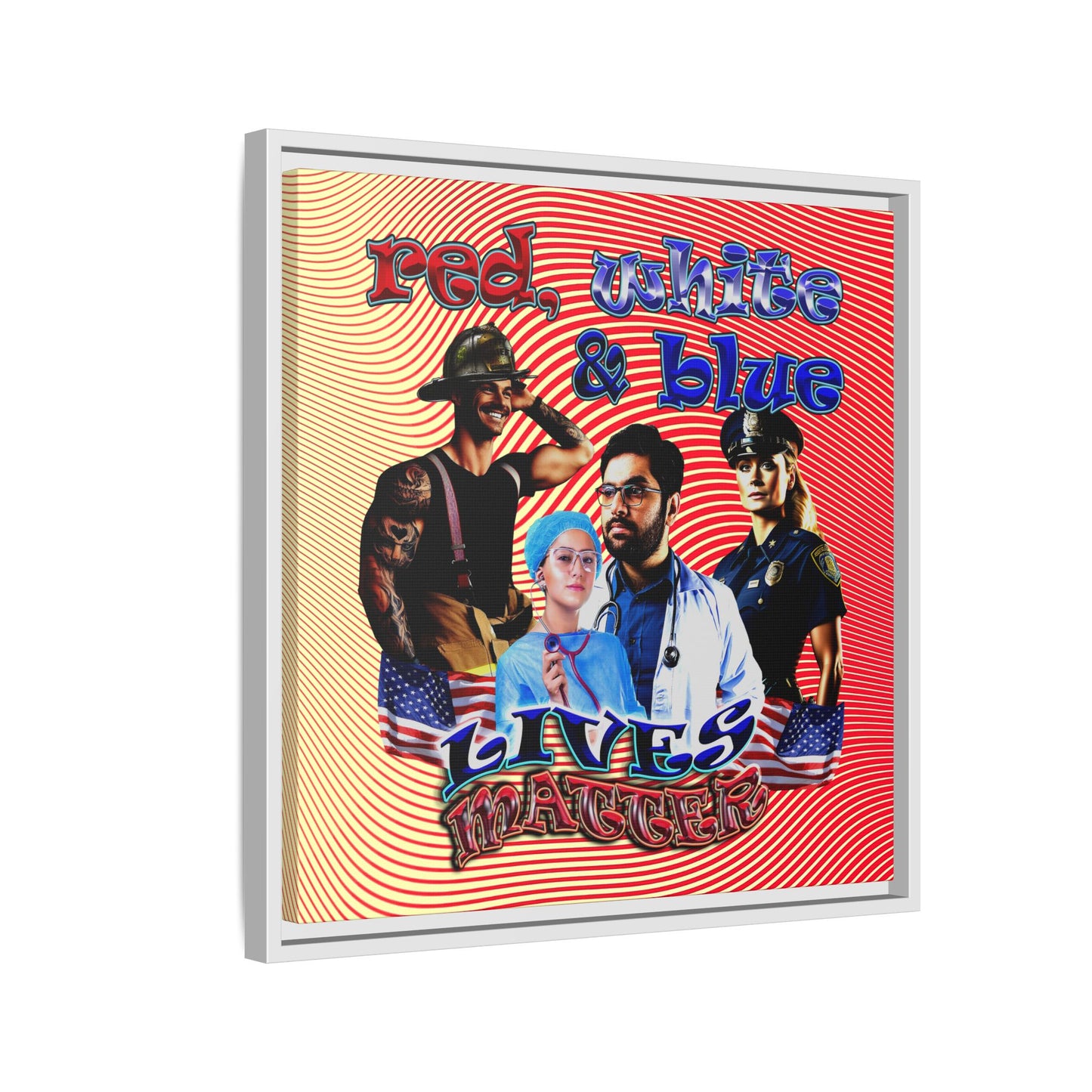 rw&b lives matter - framed canvas art (yellow-orange wave)