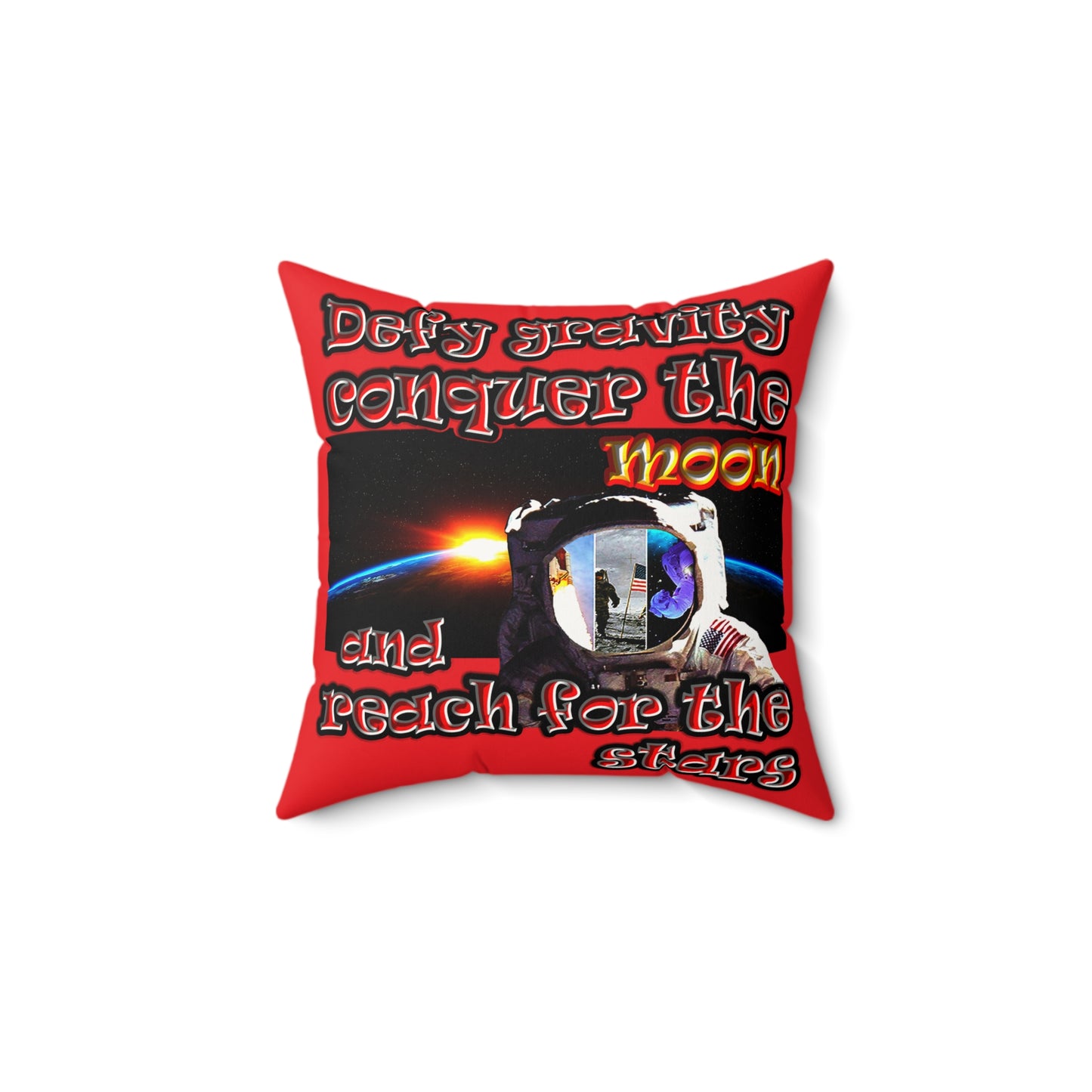 defy conquer reach - Faux Suede Square Pillow - (red)