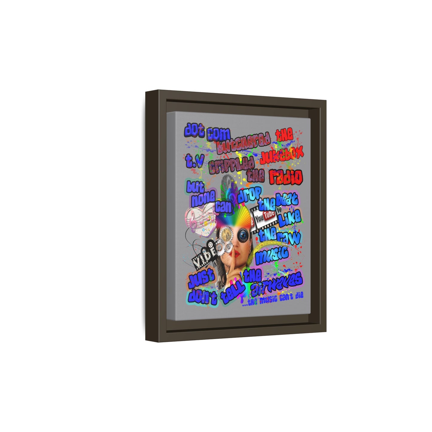 drop the beat - framed canvas art (grey)