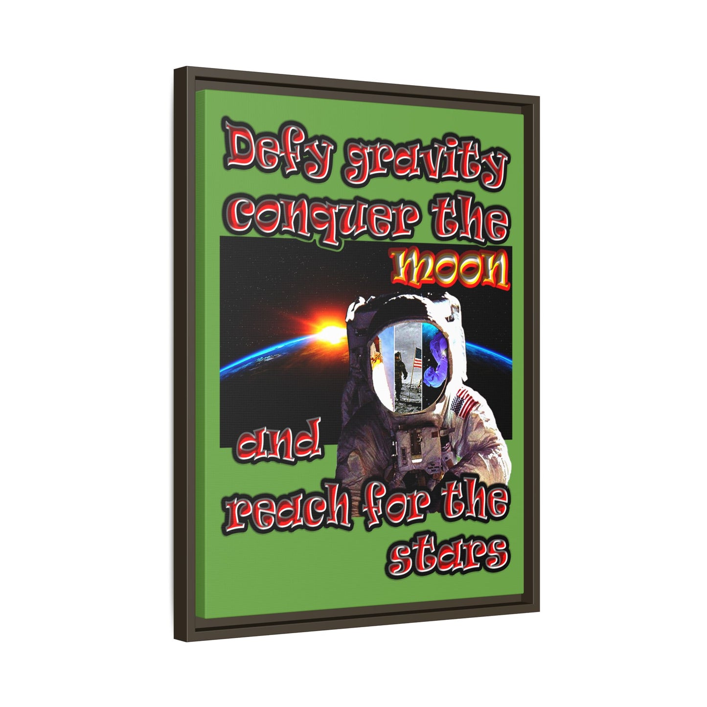 defy conquer reach - framed canvas art (green)