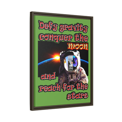 defy conquer reach - framed canvas art (green)