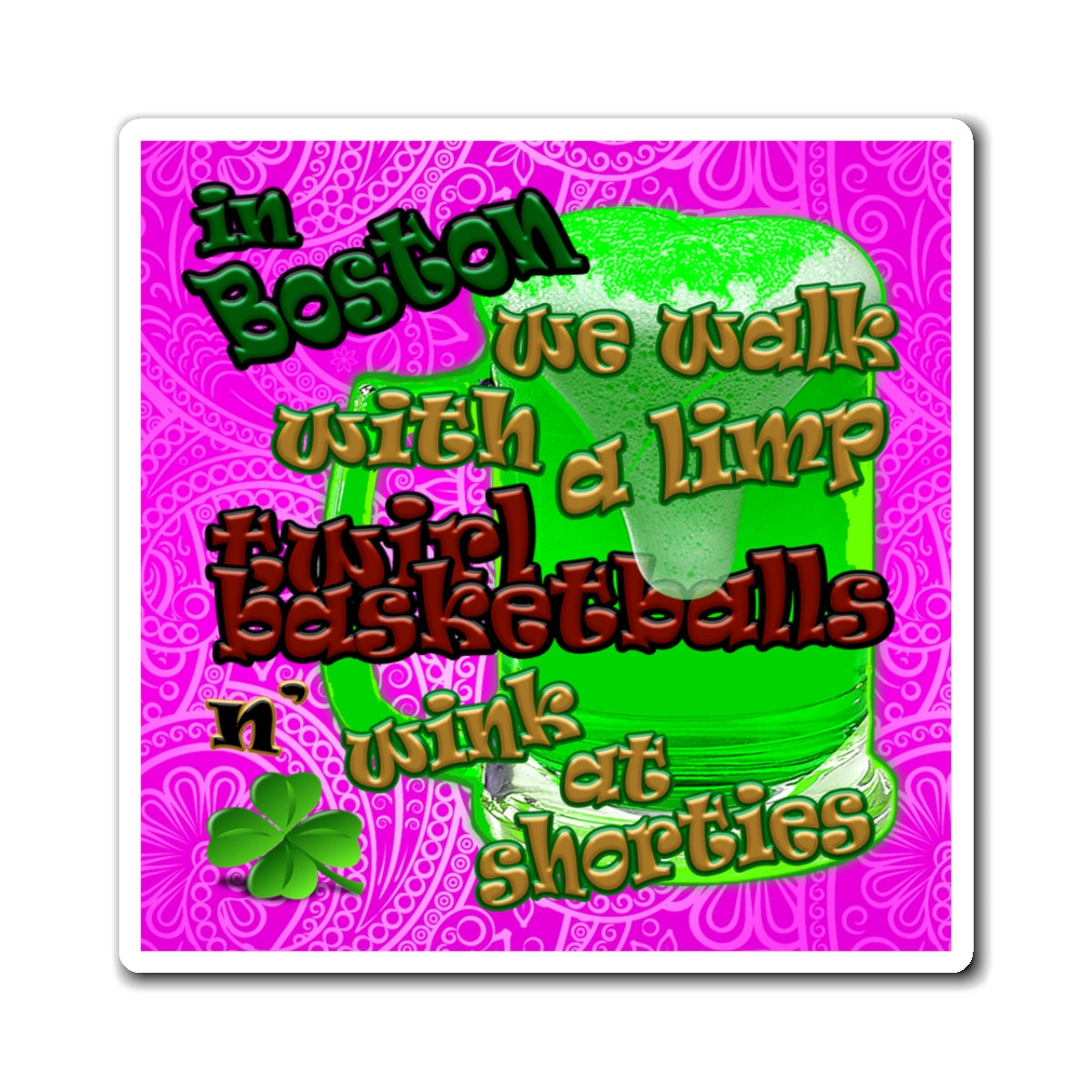 celtics logo - Magnets - (pink swirl)