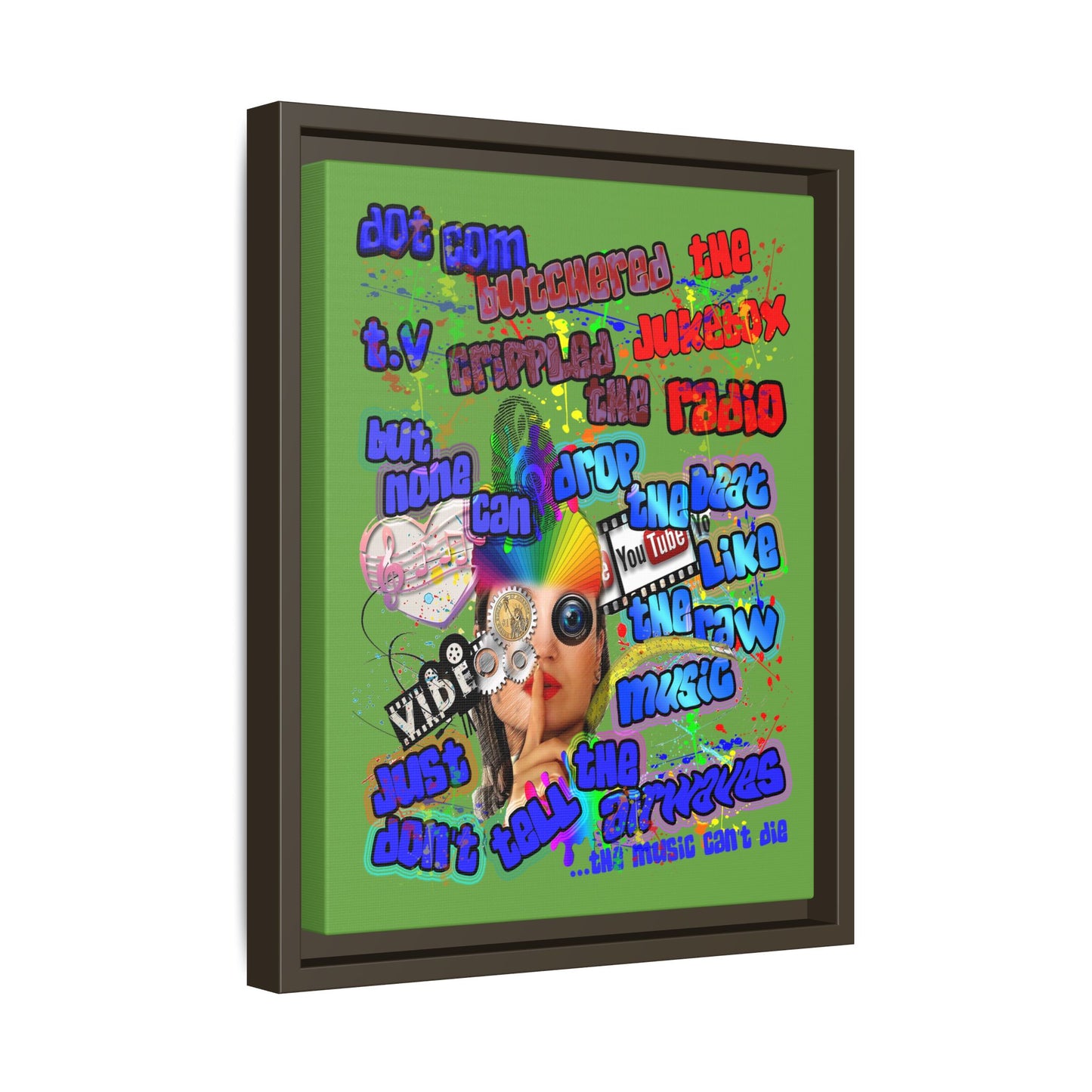 drop the beat - framed canvas art (green)