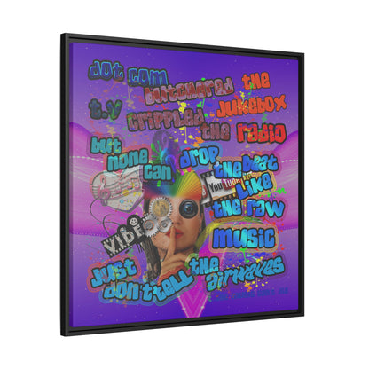 drop the beat - framed canvas art (purple-pink wave)