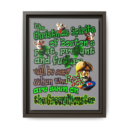 christmas spirits of boston - framed canvas art (grey)