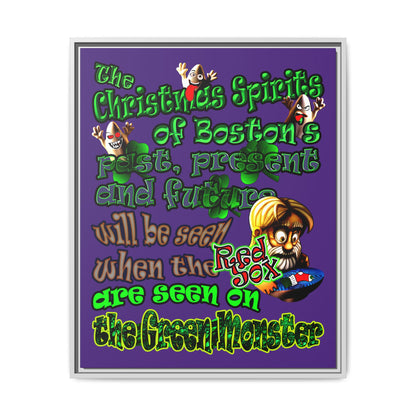 christmas spirits of boston - framed canvas art (purple)