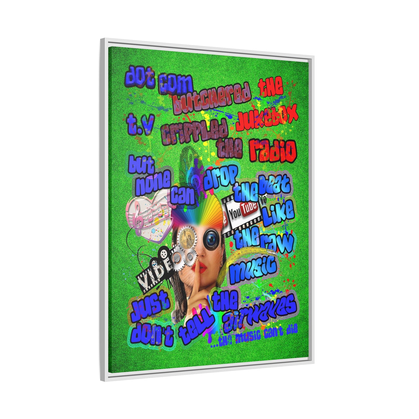 drop the beat - framed canvas art (green turf)