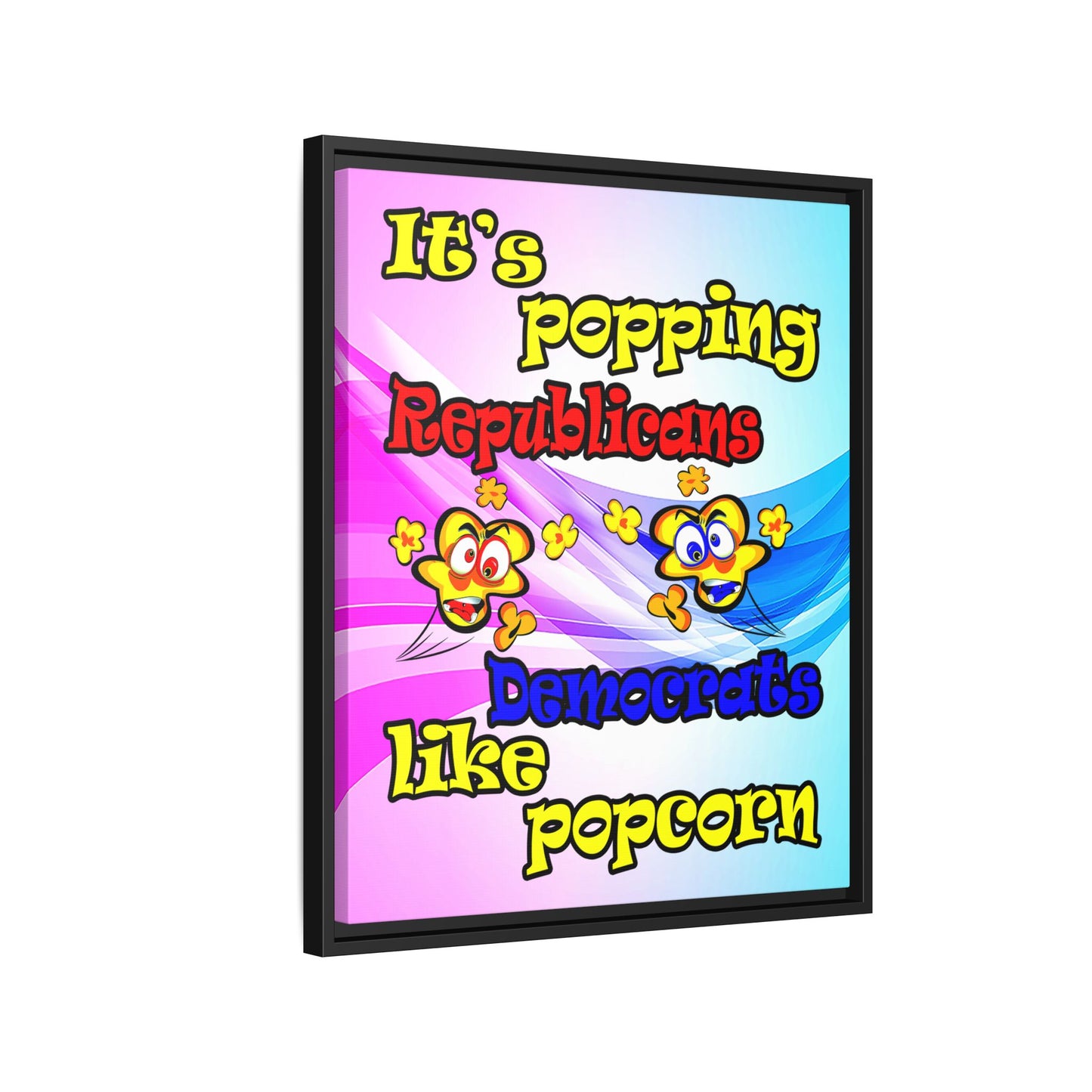 popping like popcorn - framed canvas art (light blue-pink wave)